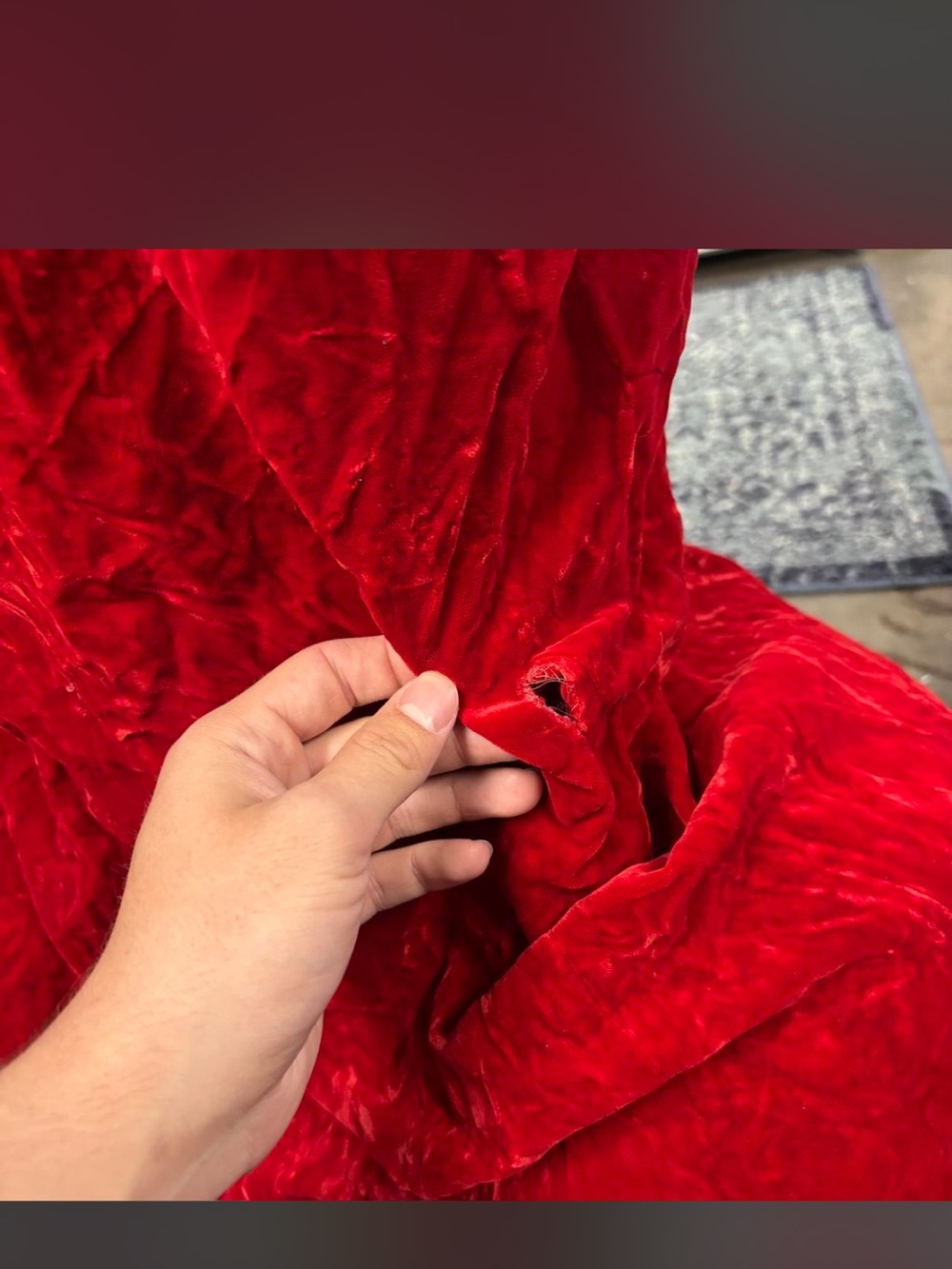 Sherri Hill Red Velvet Mermaid Gown Beaded Cap Shoulders prom pageant formal - Picture 5 of 8